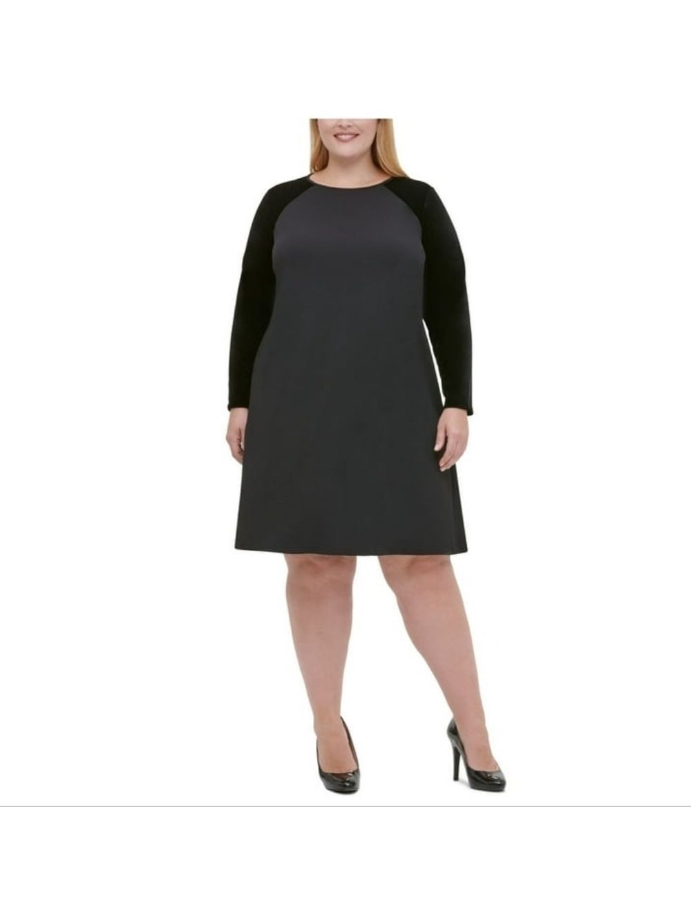 Tommy Hilfiger Black Velvet Sleeve A-line Dress
